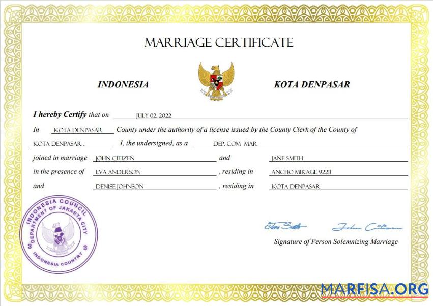 Blank Indonesia marriage certificate Word and PDF template